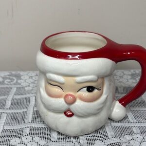 North Pole Trading Co Winking Santa Mug